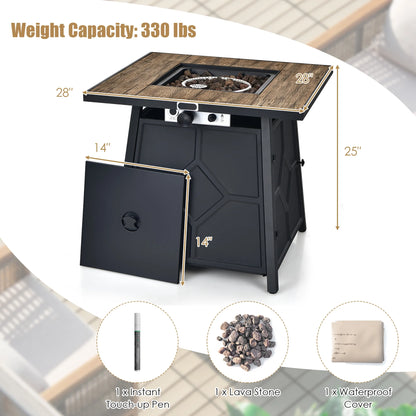 28 Inches Propane Gas Fire Pit Table 40,000 BTU Outdoor Heater W/Cover