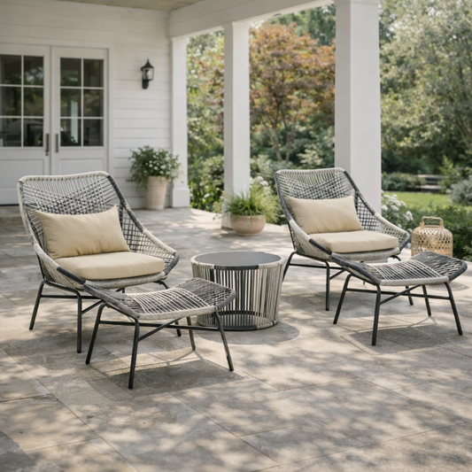 Manhattan 5-Piece Outdoor Patio Conversation Set with Side Table