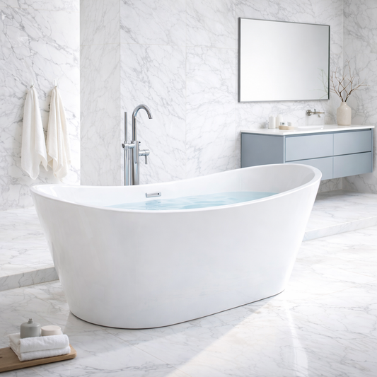 71" Acrylic Freestanding Soaking Bathtub with Chrome Drain