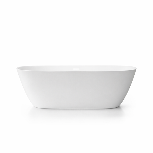 69" Stone Resin Luxury Solid Surface Freestanding Soaking Bathtub - White