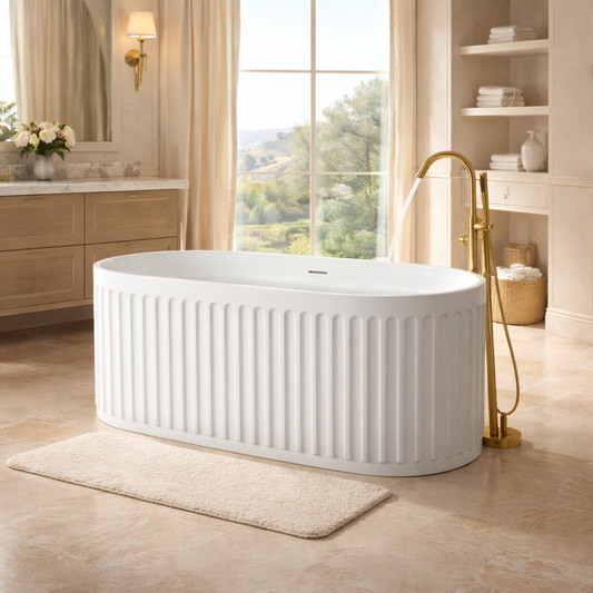 67" Stone Resin Solid Surface Freestanding Bathtub in White