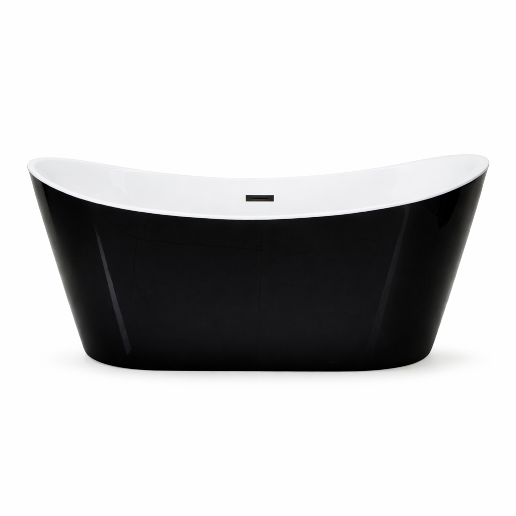 67" Premium Acrylic Freestanding Soaking Bathtub, Black
