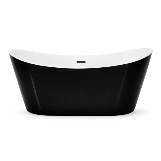 67" Premium Acrylic Freestanding Soaking Bathtub, Black