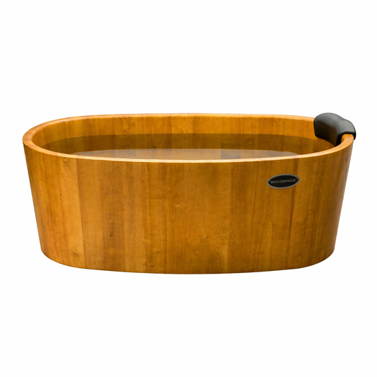 67" Handcrafted Natural Wood Freestanding Bathtub