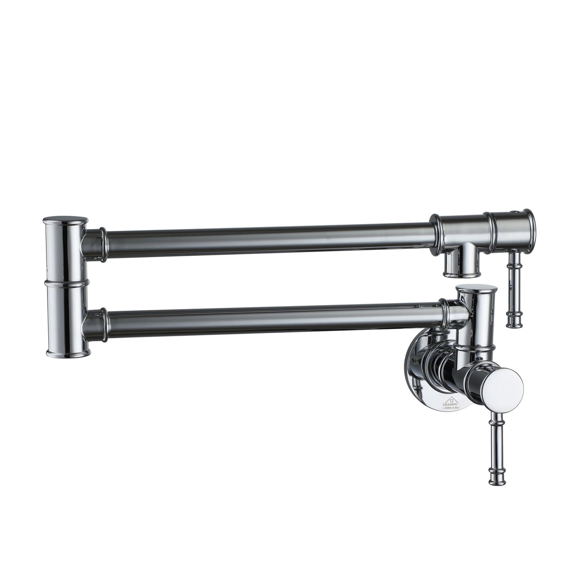 CASAINC Wall Mounted Foldable Pot Filler Kitchen Faucet with Dual Handles and Swing Arm, Chrome