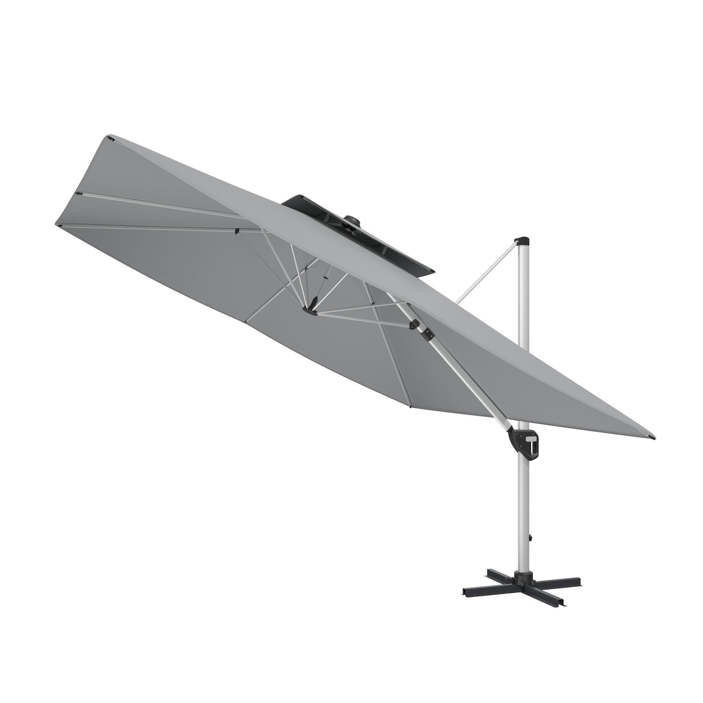 CASAINC 11 ft Square Outdoor Offset Cantilever Patio Umbrella with Double Top - No Base Included, Gray