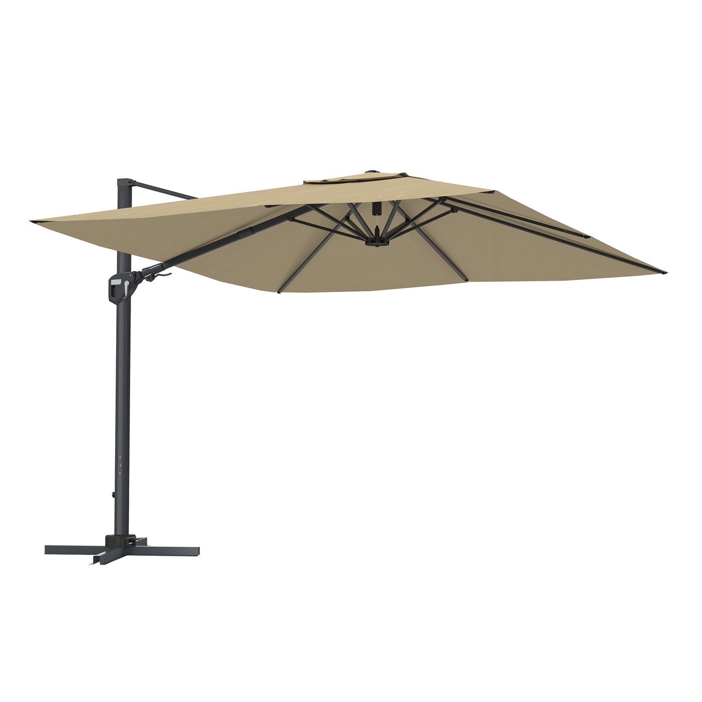 CASAINC 11 ft Square Outdoor Cantilever Patio Umbrella - No Base Included, Beige