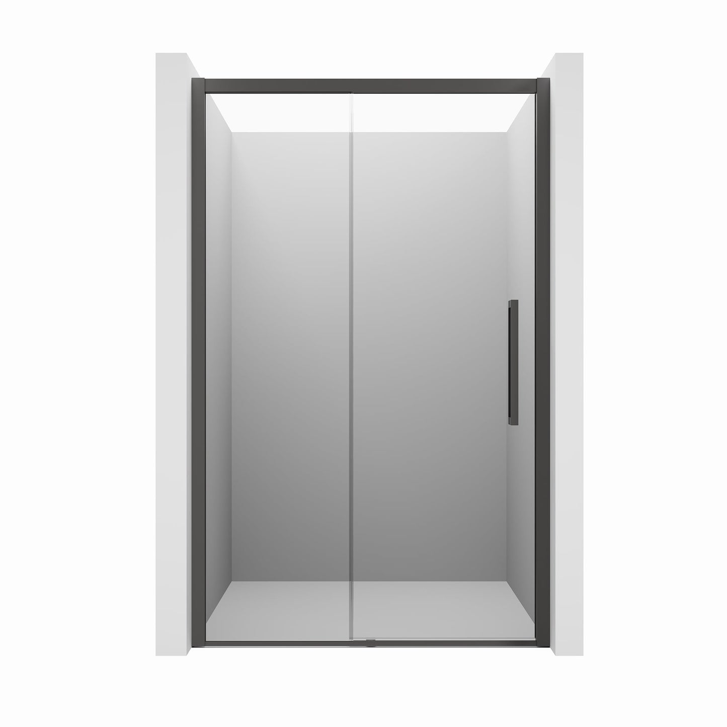 CASAINC 48" x 76" Framed Sliding Shower Door with Soft Close, 8 mm Tempered Glass and Reversible Installation, Black