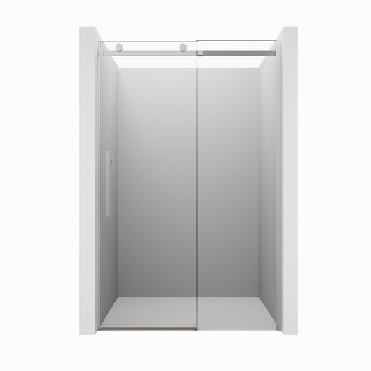 CASAINC 48" x 76" Frameless Sliding Shower Door with Soft Close, 10 mm Clear Tempered Glass, Brushed Nickel