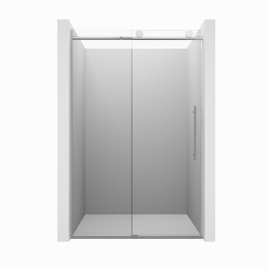 CASAINC 48" x 76" Frameless Sliding Shower Door with Soft Close and Clear Glass Reversible Installation, Brushed Nickel