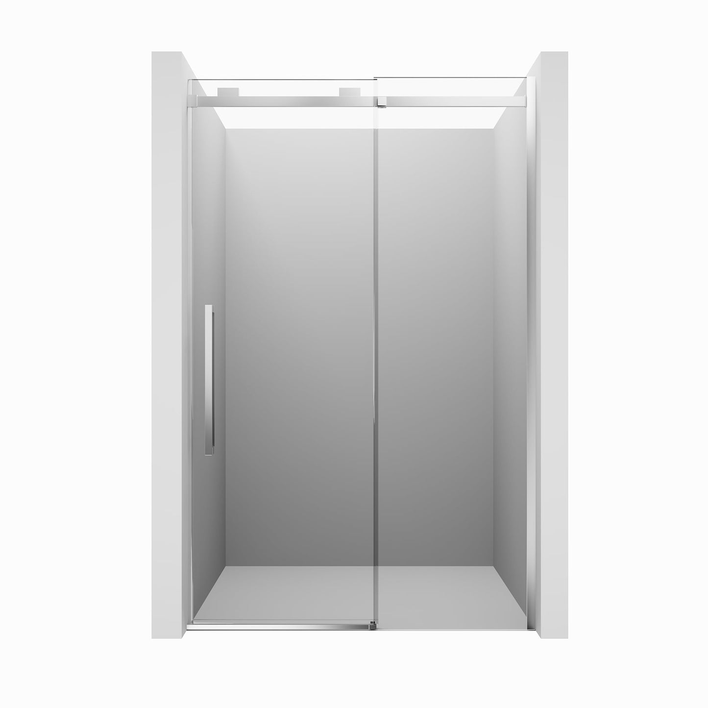 CASAINC 48" x 76" Frameless Sliding Shower Door with Soft Close, Tempered Glass and Reversible Installation, Chrome