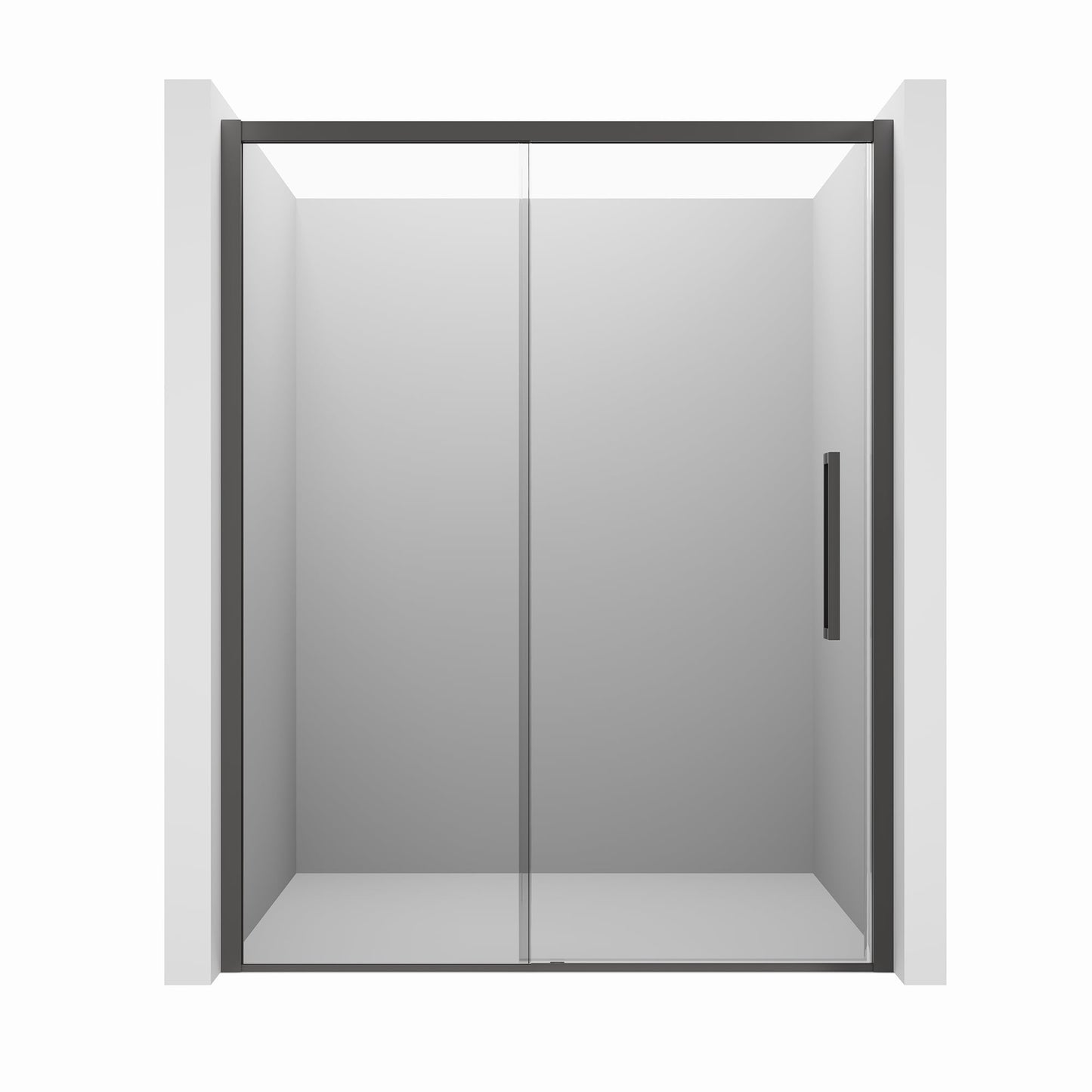 CASAINC 60" x 76" Framed Sliding Shower Door with Soft Close, 8 mm Clear Tempered Glass and Reversible Installation, Black