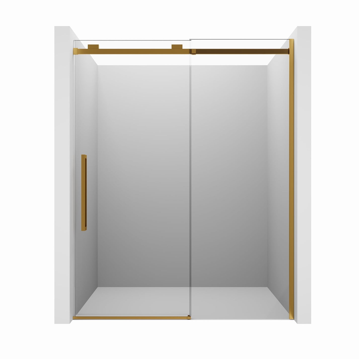 CASAINC 60" x 76" Frameless Sliding Shower Door with Soft Close and 10 mm Tempered Glass, Gold