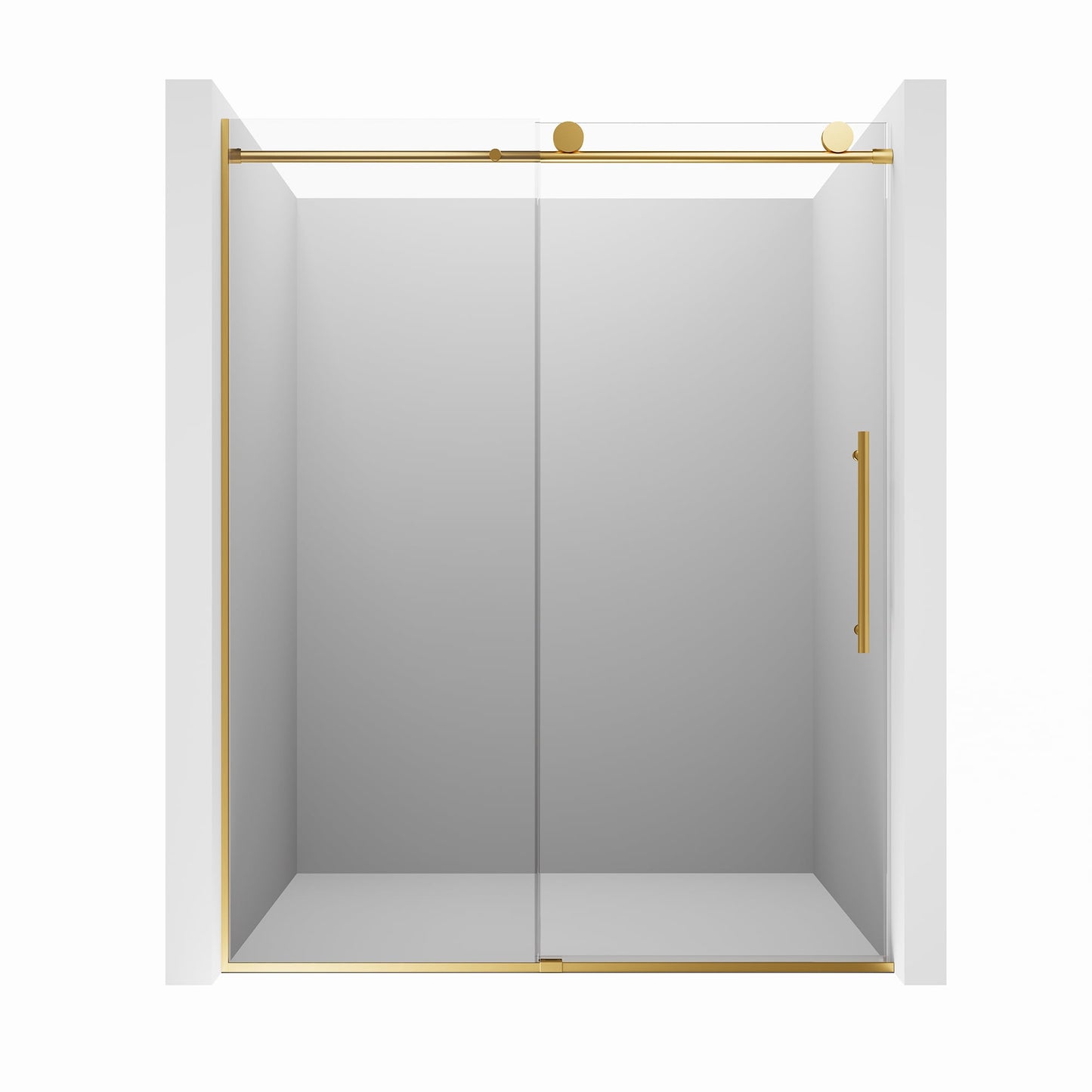 CASAINC 60" x 76" Frameless Sliding Shower Door with Soft Close and Clear Glass Reversible Installation, Gold