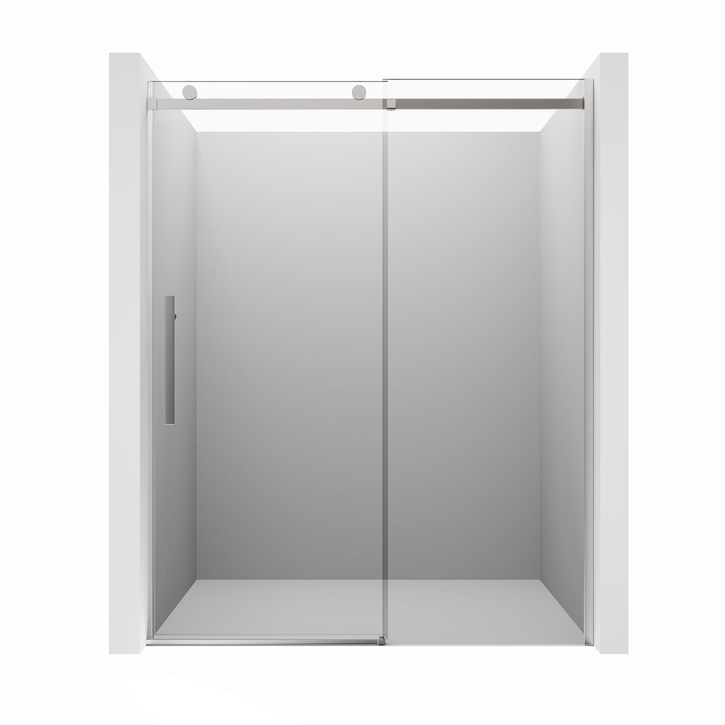 CASAINC 60" x 76" Frameless Sliding Shower Door with Soft Close, 10 mm Clear Tempered Glass, Brushed Nickel