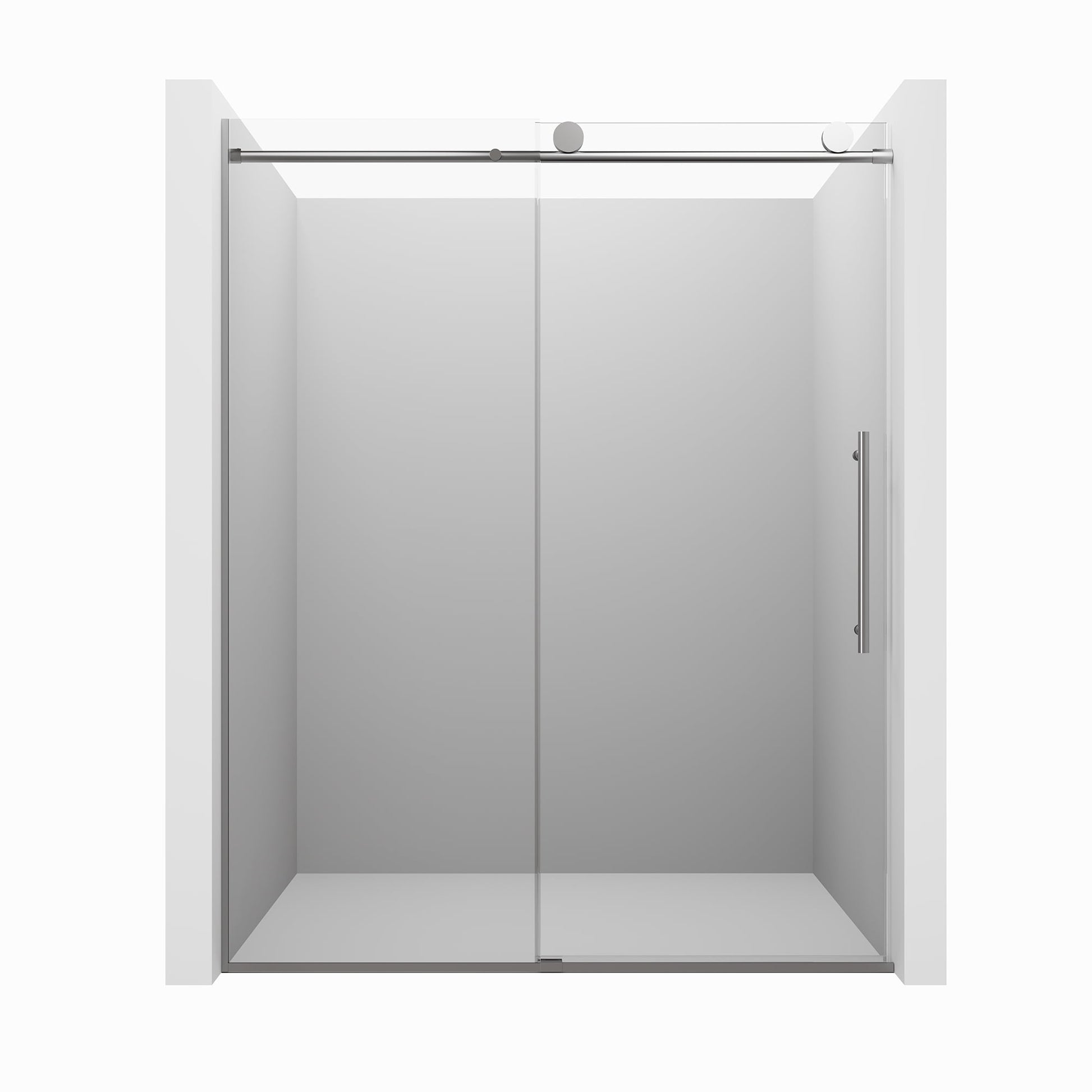 CASAINC 60" x 76" Frameless Sliding Shower Door with Soft Close and Clear Glass Reversible Installation, Chrome