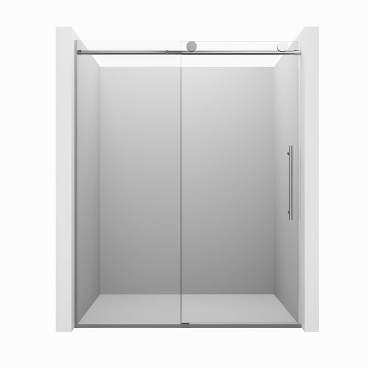 CASAINC 60" x 76" Frameless Sliding Shower Door with Soft Close and Clear Glass Reversible Installation, Chrome