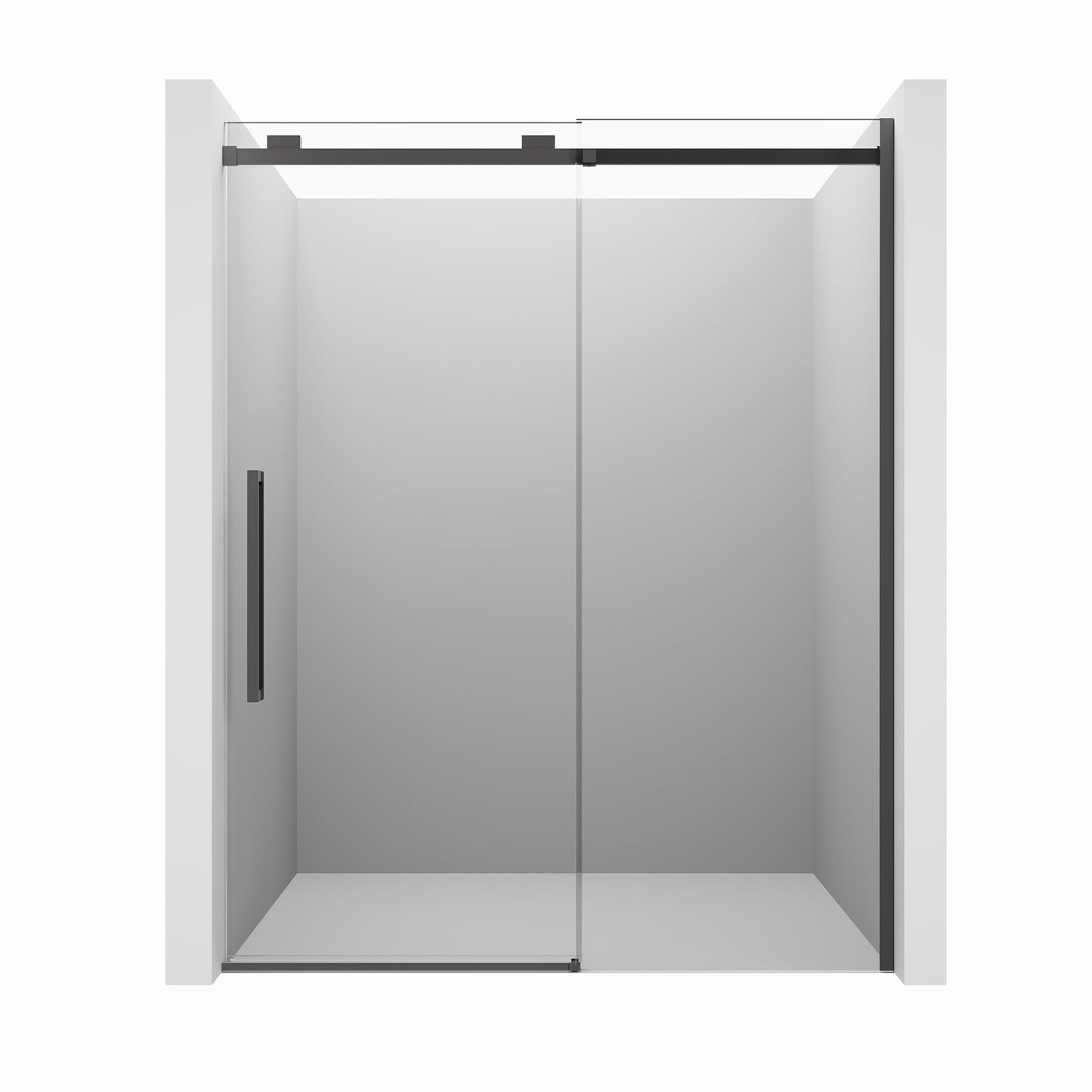 CASAINC 60" x 76" Frameless Sliding Shower Door with Soft Close and 10 mm Tempered Glass, Black