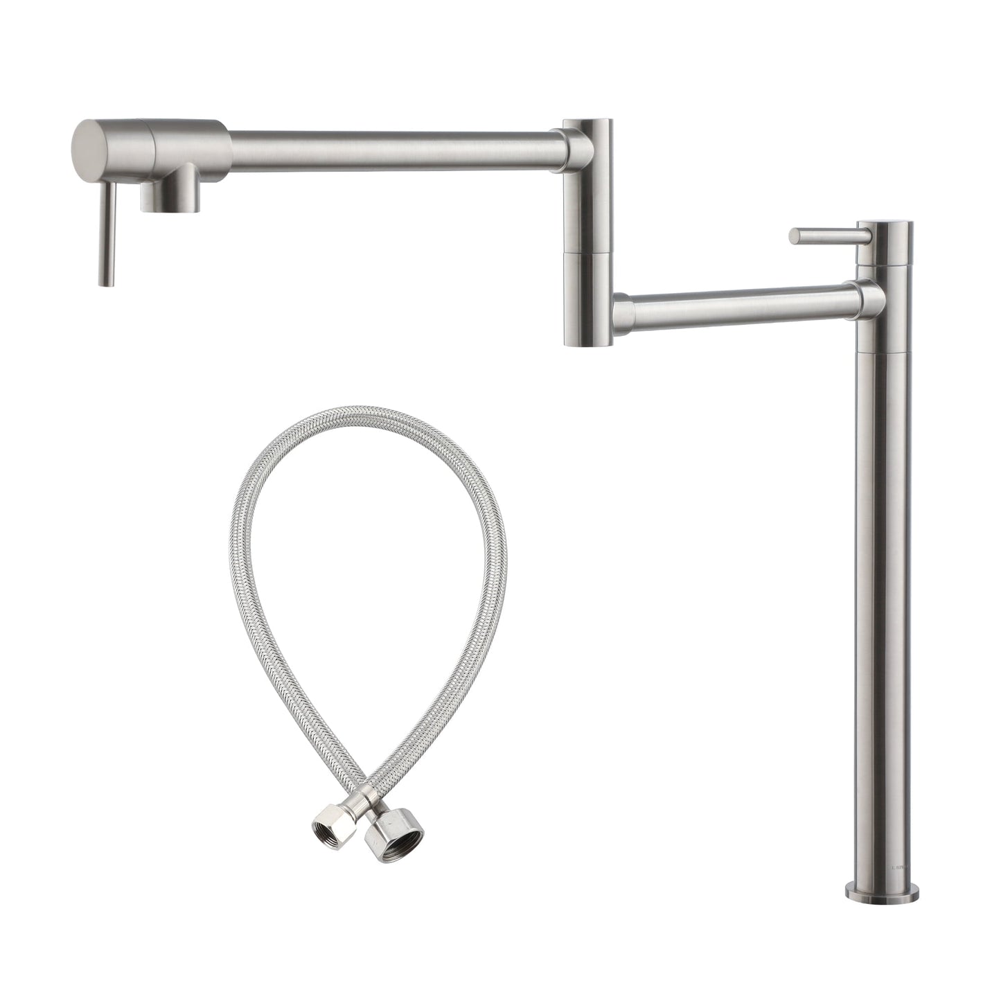 CASAINC Commercial Deck Mounted Pot Filler Kitchen Faucet with Dual Swing Arm, Brushed Nickel