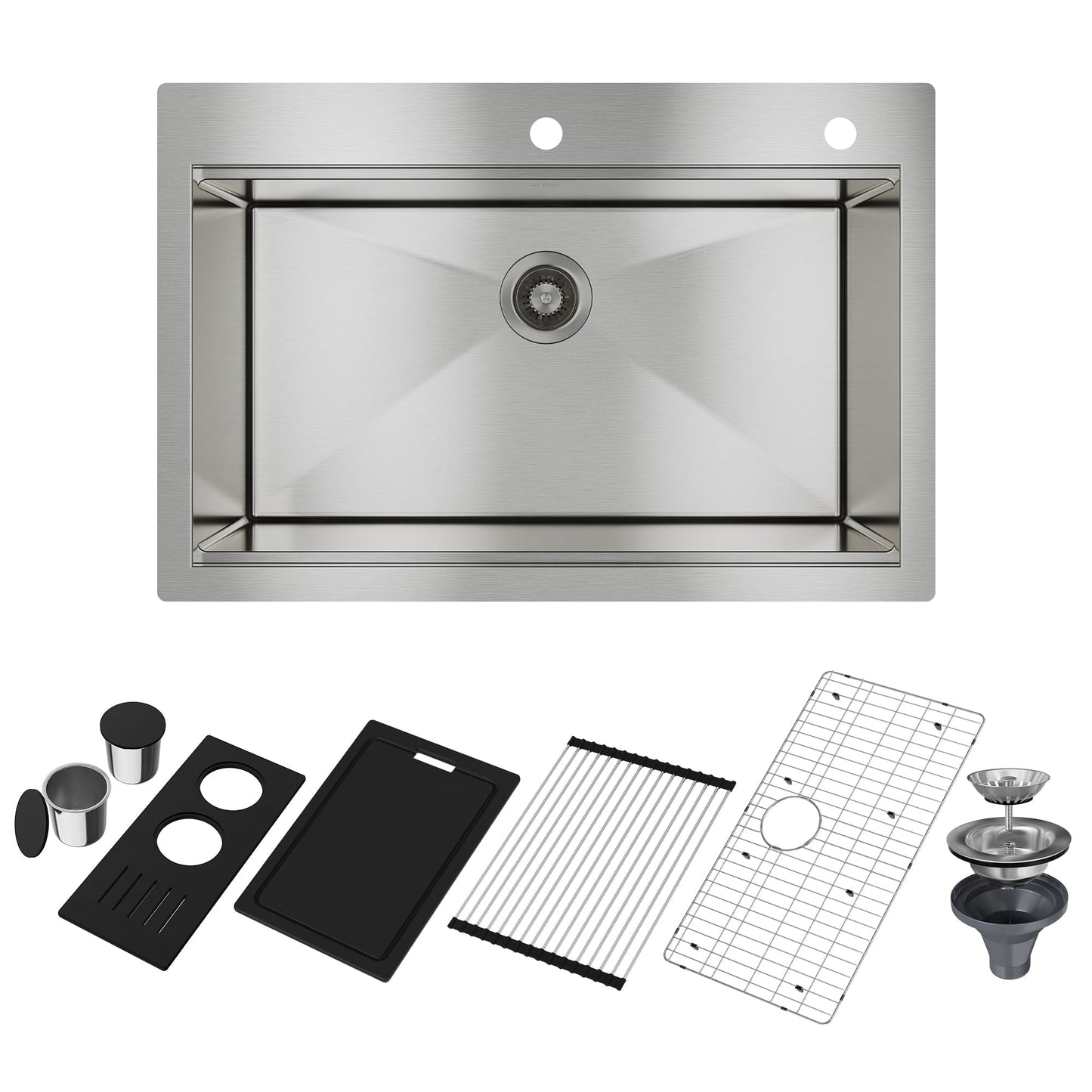 CASAINC 33" Topmount Drop-in Stainless Steel Single Bowl Kitchen Sink with Included Accessories