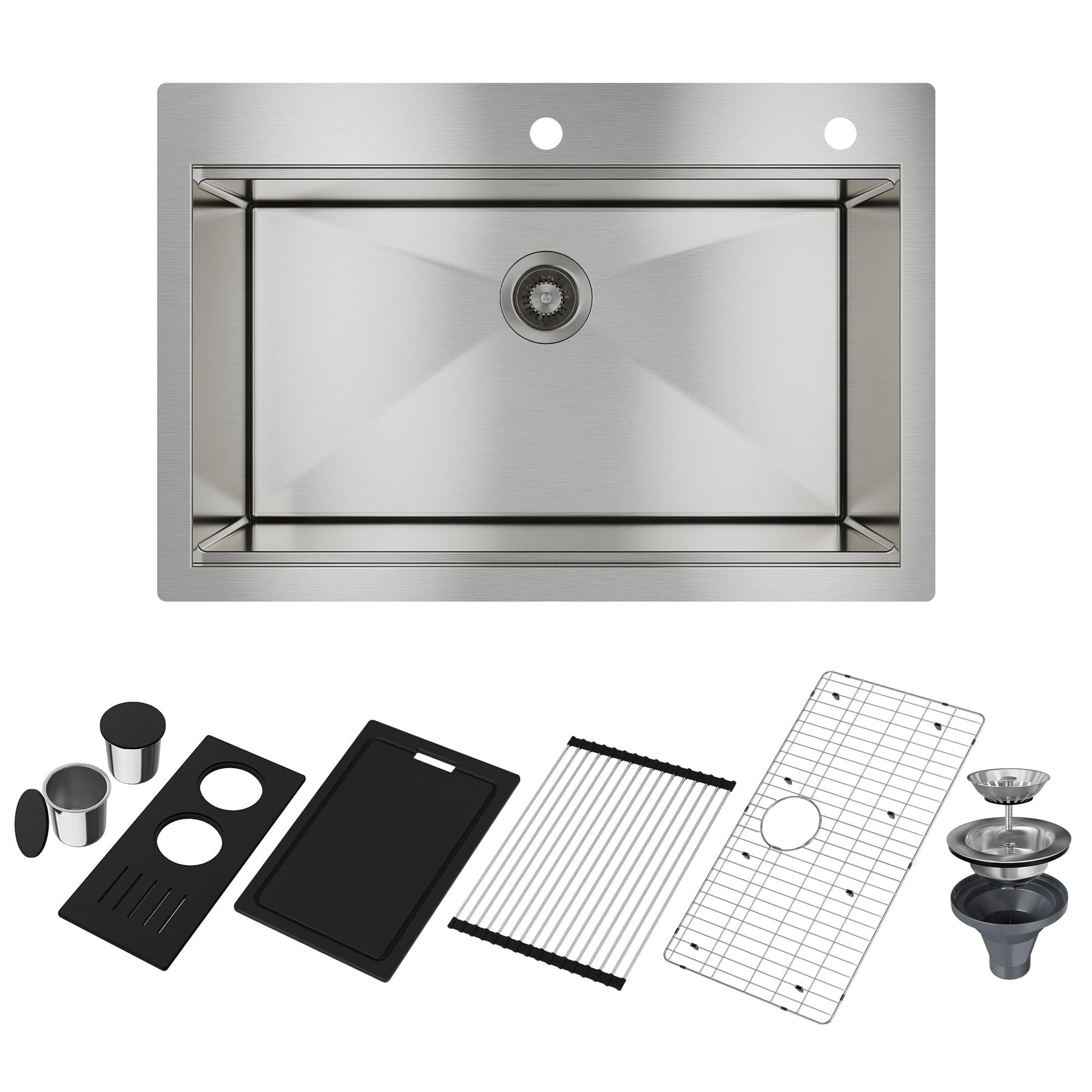 CASAINC 33" Topmount Drop-in Stainless Steel Single Bowl Kitchen Sink with Included Accessories