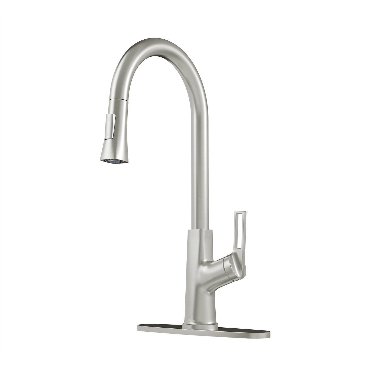 CASAINC Single Handle Pull Down Kitchen Faucet with Two Function Sprayer and Deckplate, Brushed Nickel