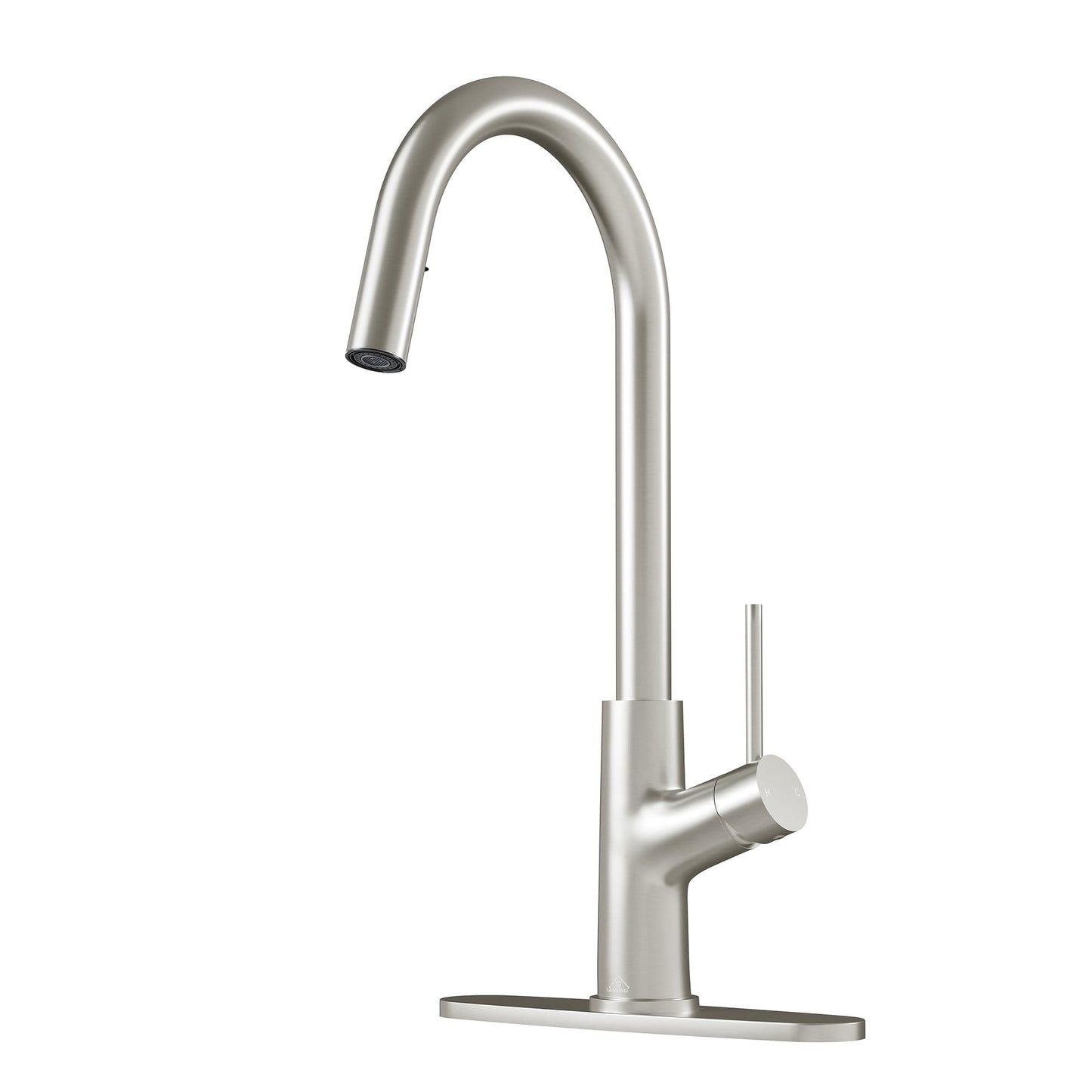 CASAINC Single Handle Pull Down Kitchen Faucet with 3 Function Sprayer and Deckplate, Brushed Nickel