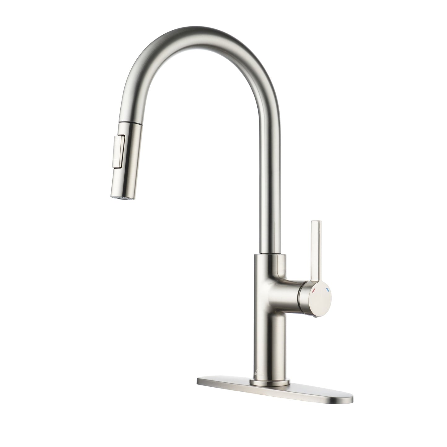 CASAINC Single Handle Pull Down Kitchen Faucet with Dual-Function Sprayer and Deckplate, Brushed Nickel