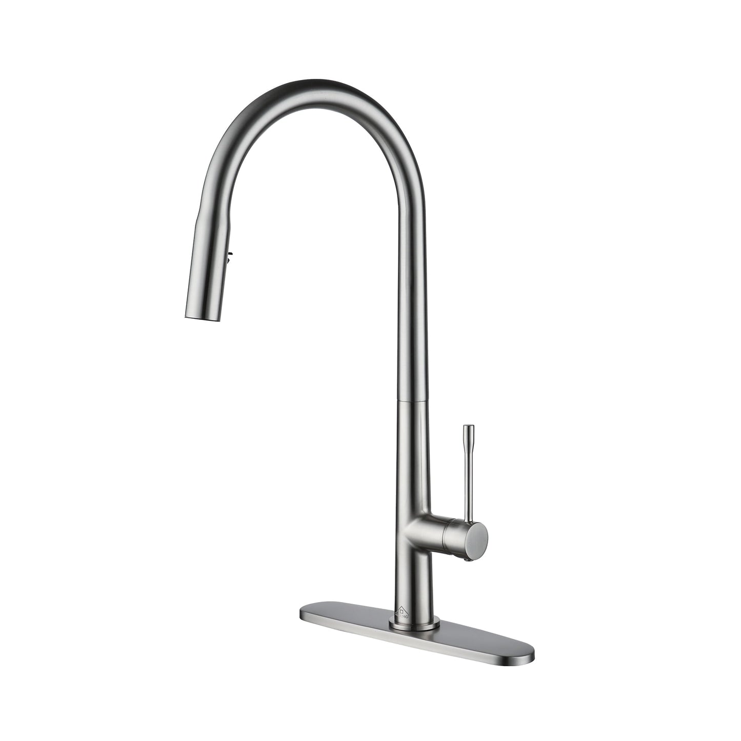 CASAINC Single Handle Pull Down Kitchen Faucet with Dual Function Sprayer and Deckplate, Brushed Nickel