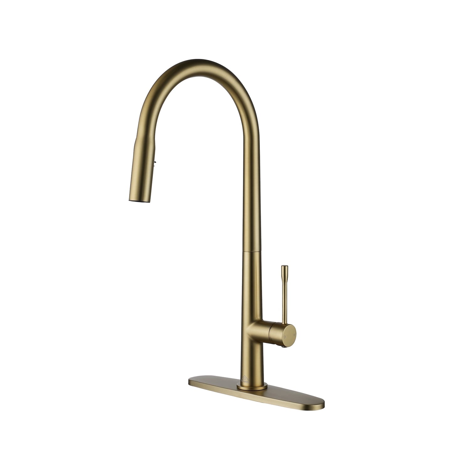 CASAINC Single Handle Pull Down Kitchen Faucet with Dual Function Sprayer and Deckplate, Gold
