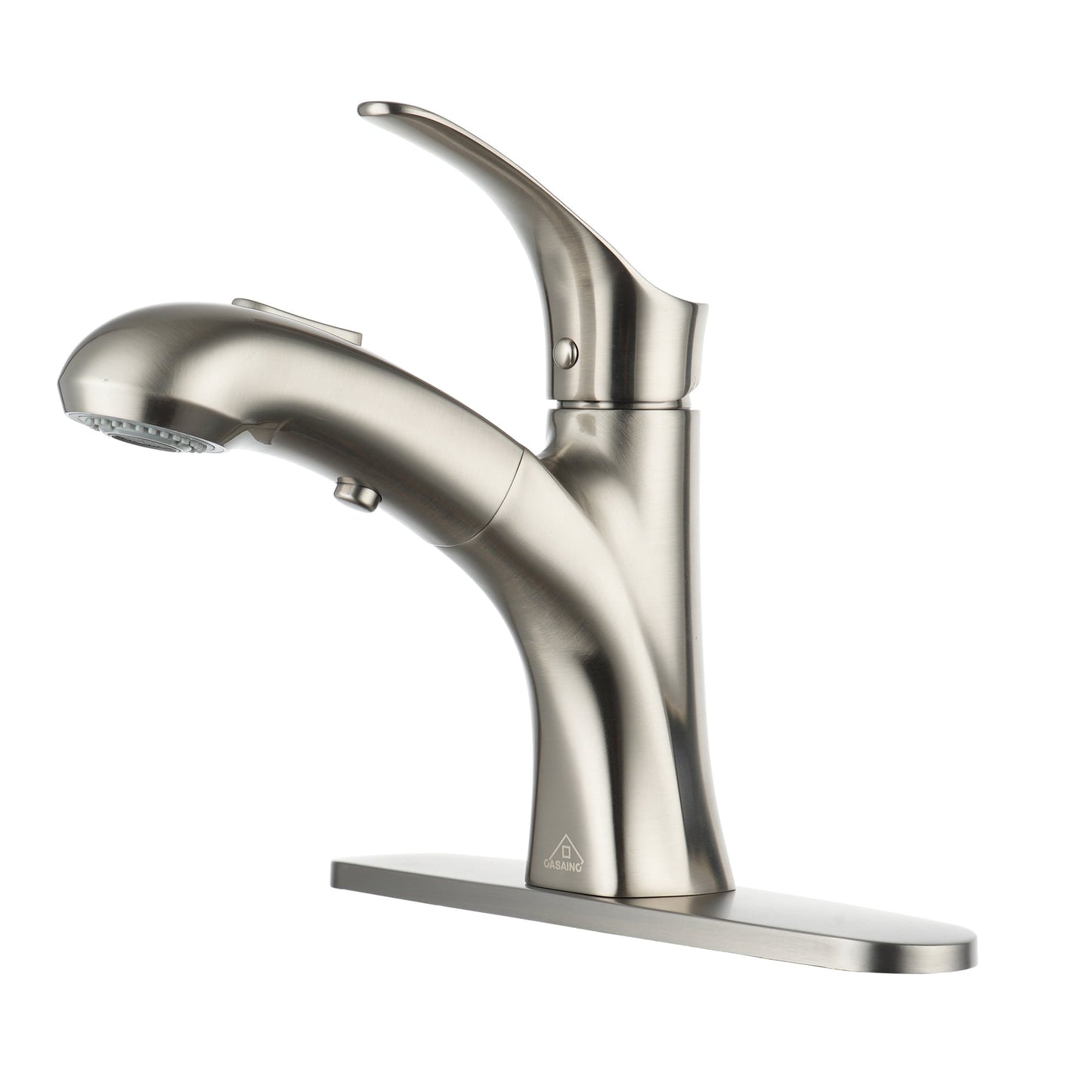 CASAINC Single Handle Pull Down Kitchen Faucet with Dual Function Spayer and Deckplate, Brushed Nickel