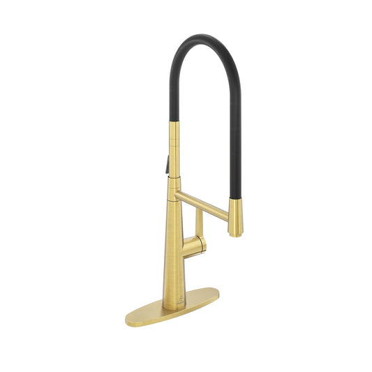 CASAINC Single Handle Single Hole Deck Mounted Luxury Kitchen Faucet with Deckplate, Gold