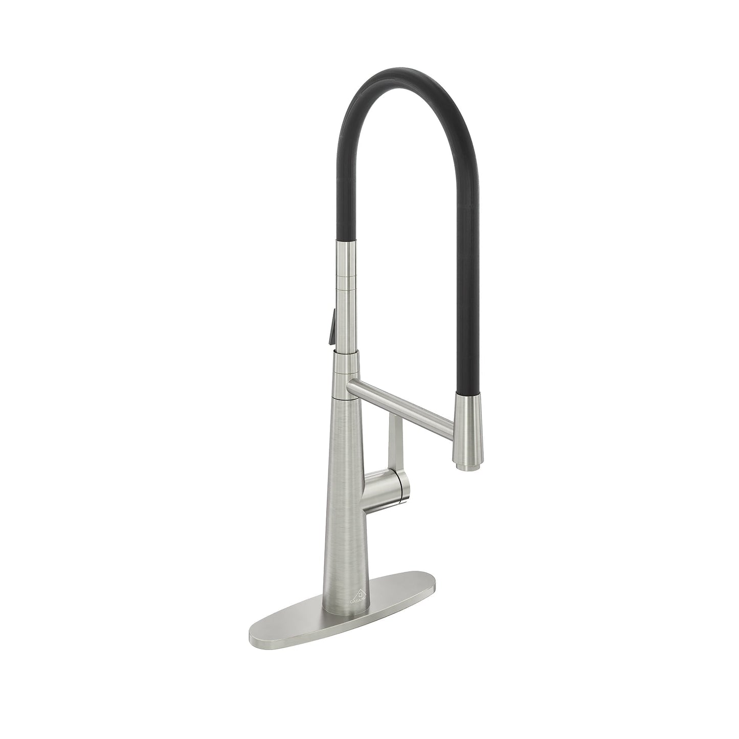CASAINC Single Handle Single Hole Deck Mounted Luxury Kitchen Faucet with Deckplate, Brushed Nickel