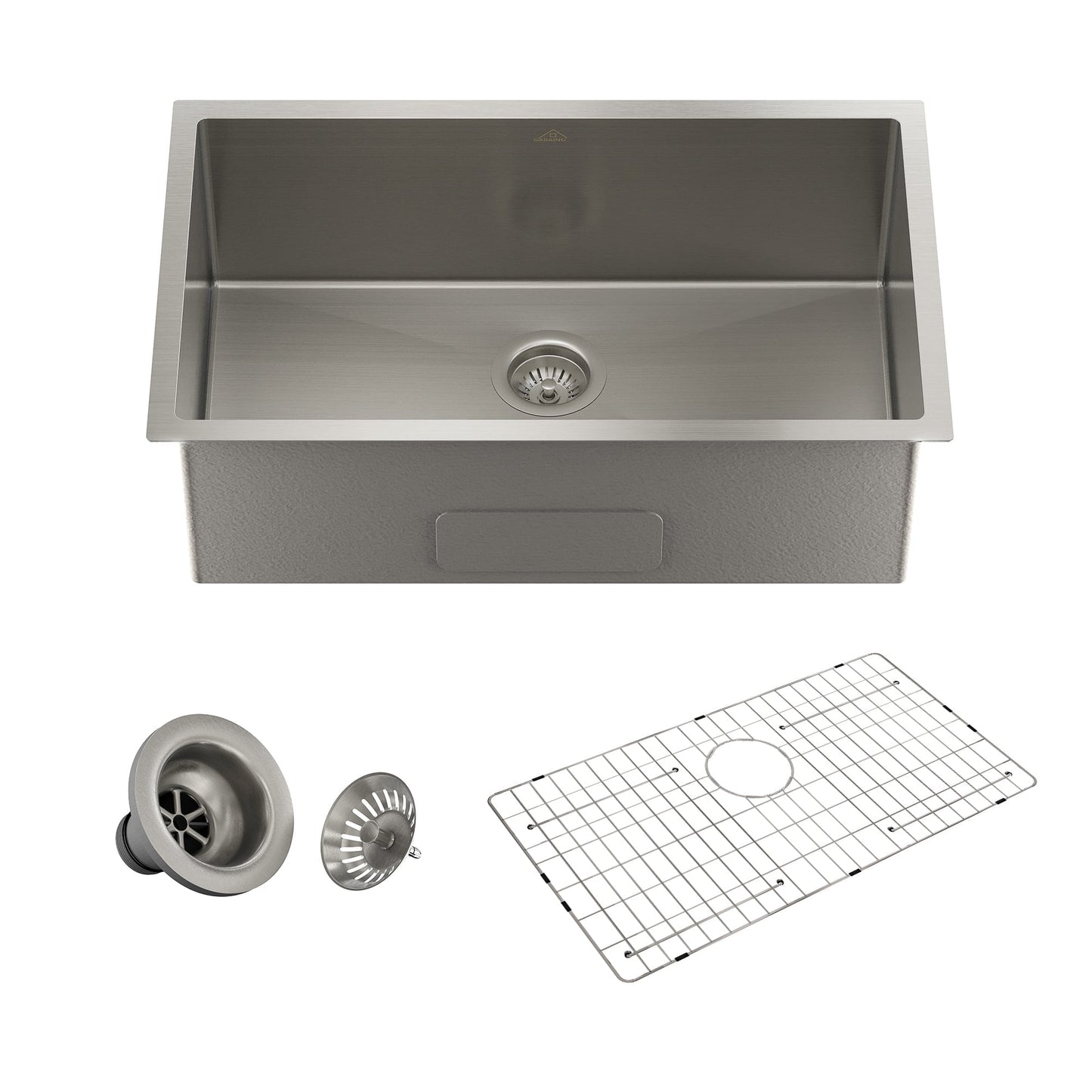 CASAINC 30" Stainless Steel Single Bowl Undermount Kitchen Sink with Included Drainage Rack & Drain Strainer