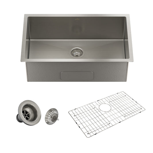 CASAINC 30" Stainless Steel Single Bowl Undermount Kitchen Sink with Included Drainage Rack & Drain Strainer