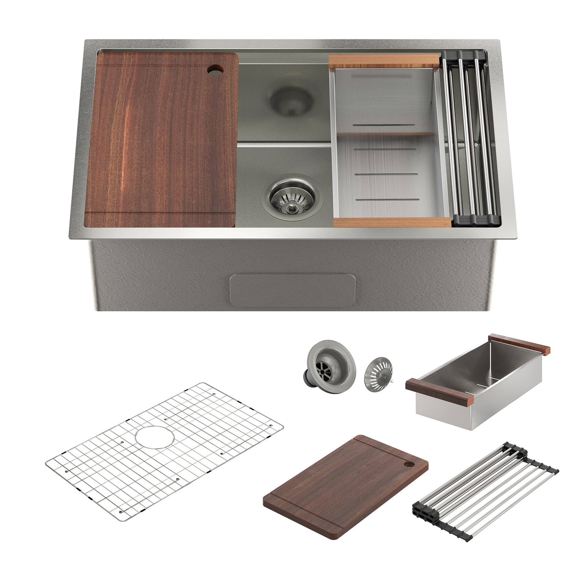 CASAINC 30" Stainless Steel Single Bowl Undermount Workstation Kitchen Sink with Included Accessories Kit