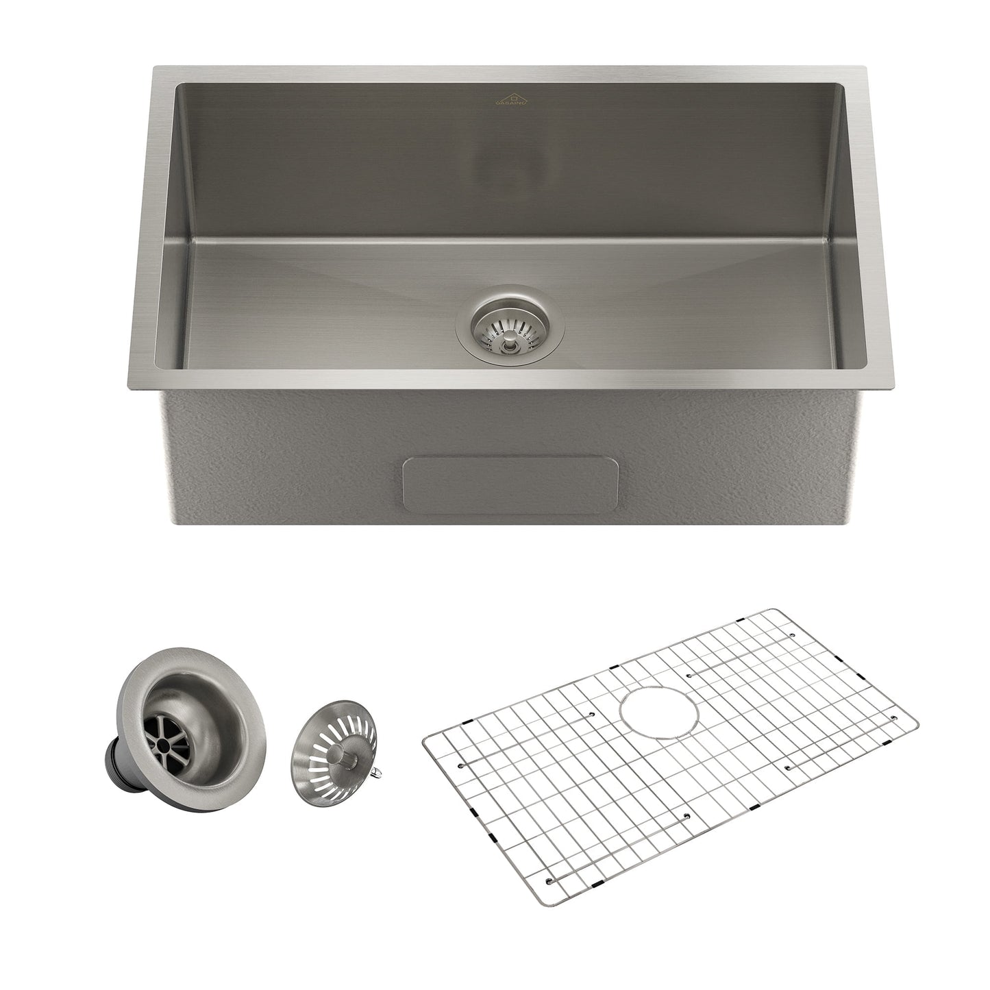 CASAINC 32" Stainless Steel Single Bowl Undermount Kitchen Sink with Included Drainage Rack & Drain Strainer