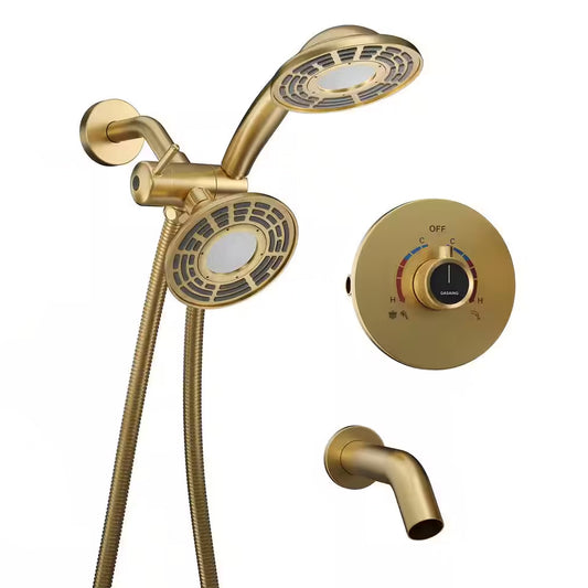 CASAINC 5 Inches Wall Mounted Dual Head Shower System with Tub Spout