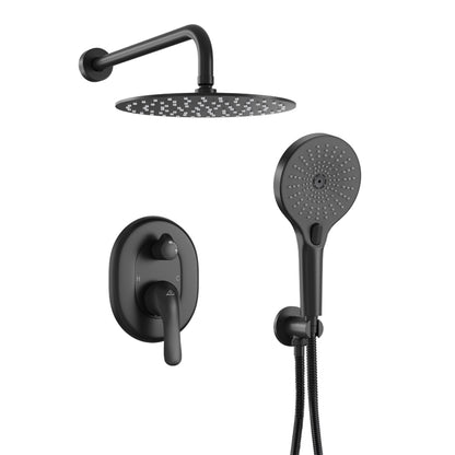 CASAINC 10 Inches Wall Mounted Dual Shower System with 3 Mode Handheld Spray, Black