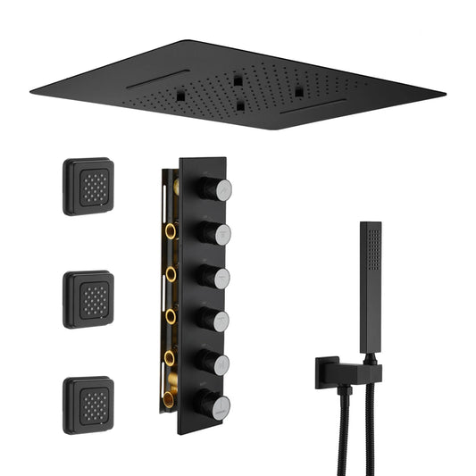 CASAINC 24 Inches Ceiling Mounted Luxury Shower System with 3 Body Jets & Handheld Spray