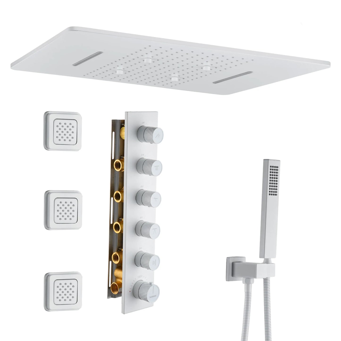 CASAINC 24 Inches Ceiling Mounted Luxury Shower System with 3 Body Jets & Handheld Spray