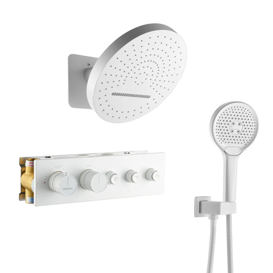 CASAINC 16 Inches Wall Mounted Round Luxury Shower System with 3 Mode Handheld Spray