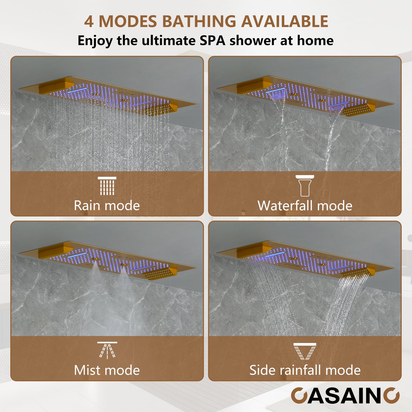 CASAINC 35 Inches Ceiling Mounted Luxury Shower System with 6 Body Jets & Handheld Spray