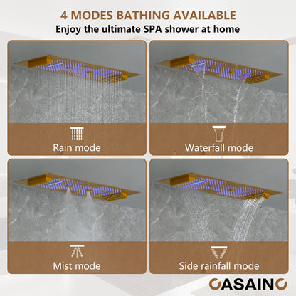 CASAINC 35 Inches Ceiling Mounted Luxury Shower System with 6 Body Jets & Handheld Spray