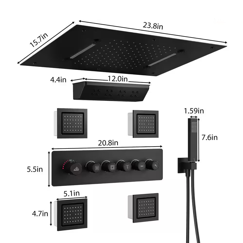 CASAINC 23 Inches Ceiling Mounted Shower System & 4 Body Jets