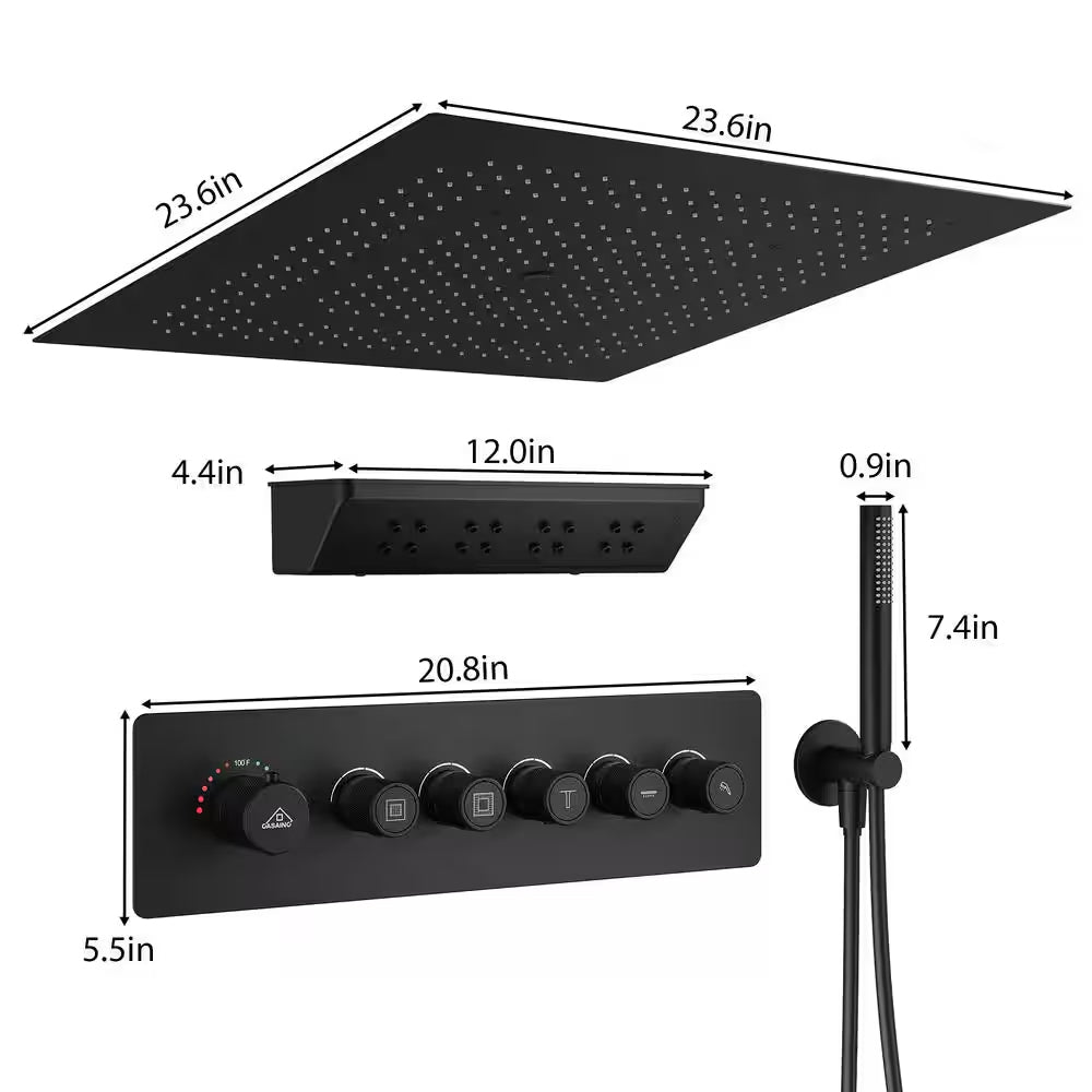 CASAINC 23 Inches Ceiling Mounted Luxury Shower System with Shelf Body Jet