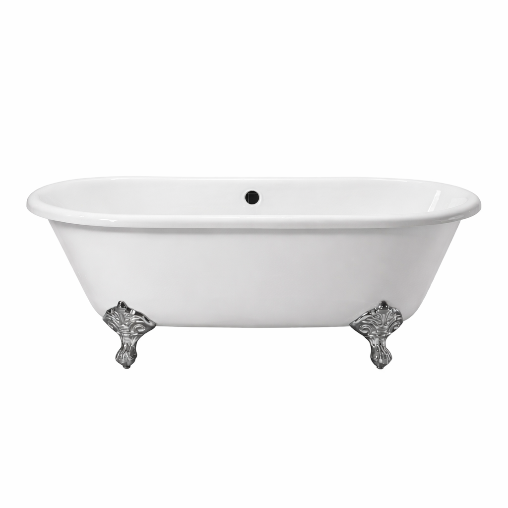 66" Enameled Cast Iron Clawfoot Freestanding Bathtub