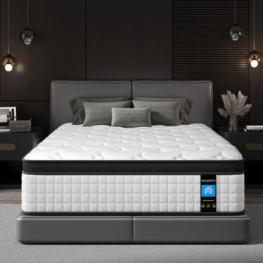 Twin Mattress,  12 Inch Memory Foam Mattress in a Box, Cool Hybrid Individual Pocket Springs Twin Size Mattress with Breathable Knitted Fabric and Edge Support, Medium Firm, White