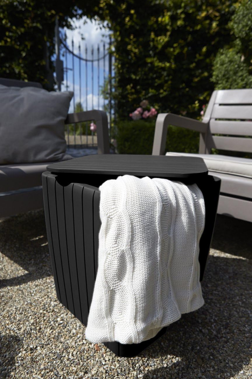 Resin Luzon Outdoor Table with Extra Hidden 10 Gallon Storage for Cushions and Patio Decor, Matte Graphite