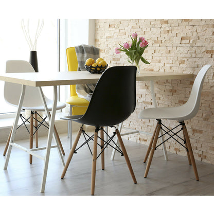 Set of 2 Mid Century Modern Style Dining Side Chair Wood Leg White